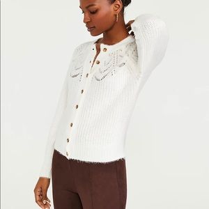 POINTELLE YOKE CARDIGAN